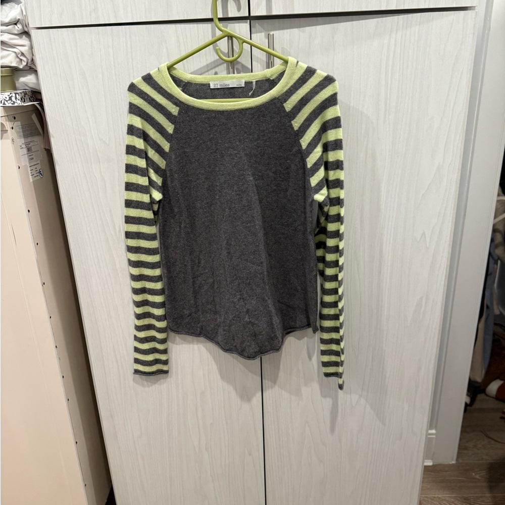27 Miles Malibu Gray and Green Striped Sweater